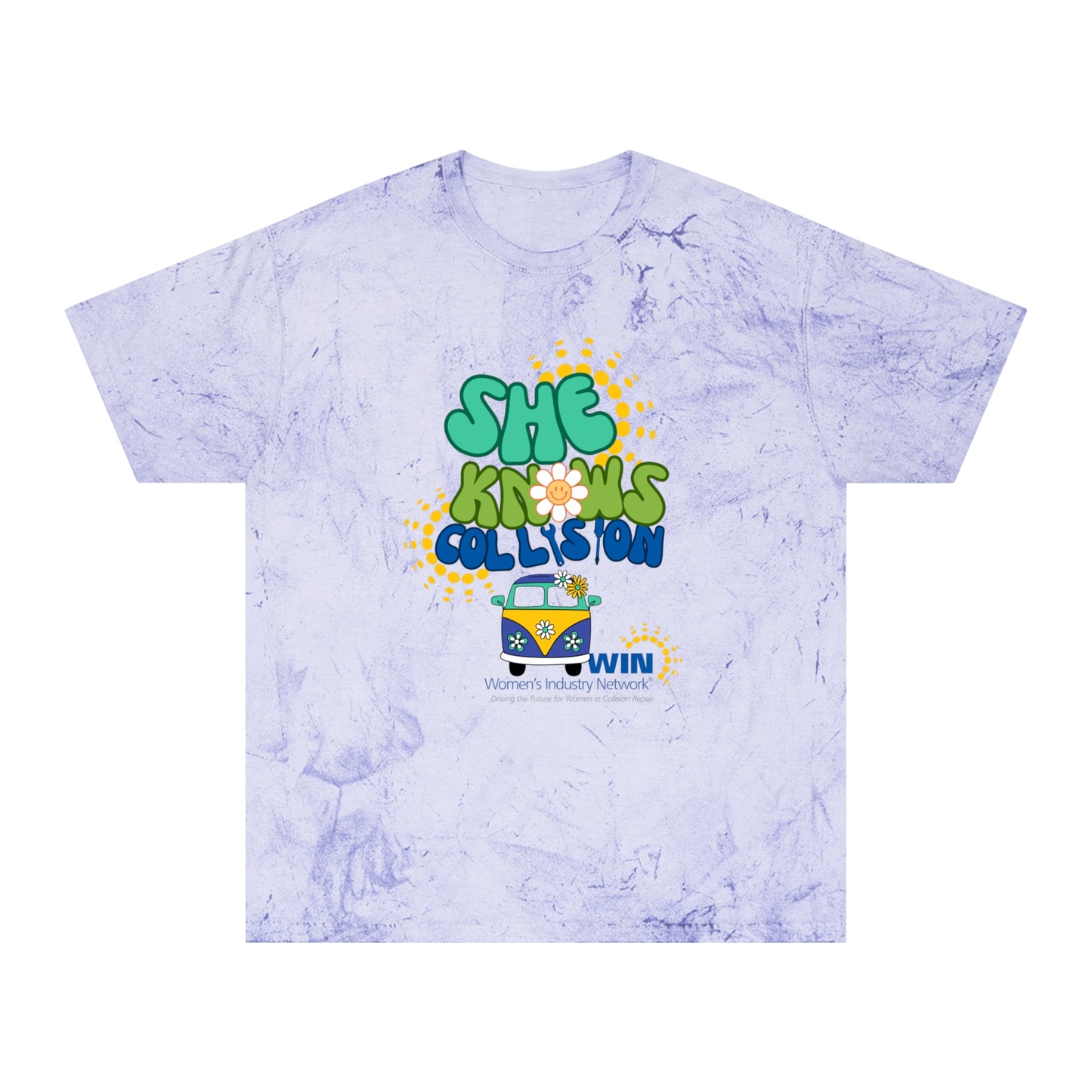2025 "She Knows Collision" Unisex Color Blast T-Shirt - Limited Run