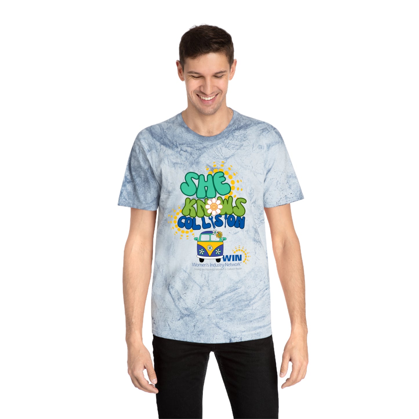 2025 "She Knows Collision" Unisex Color Blast T-Shirt - Limited Run