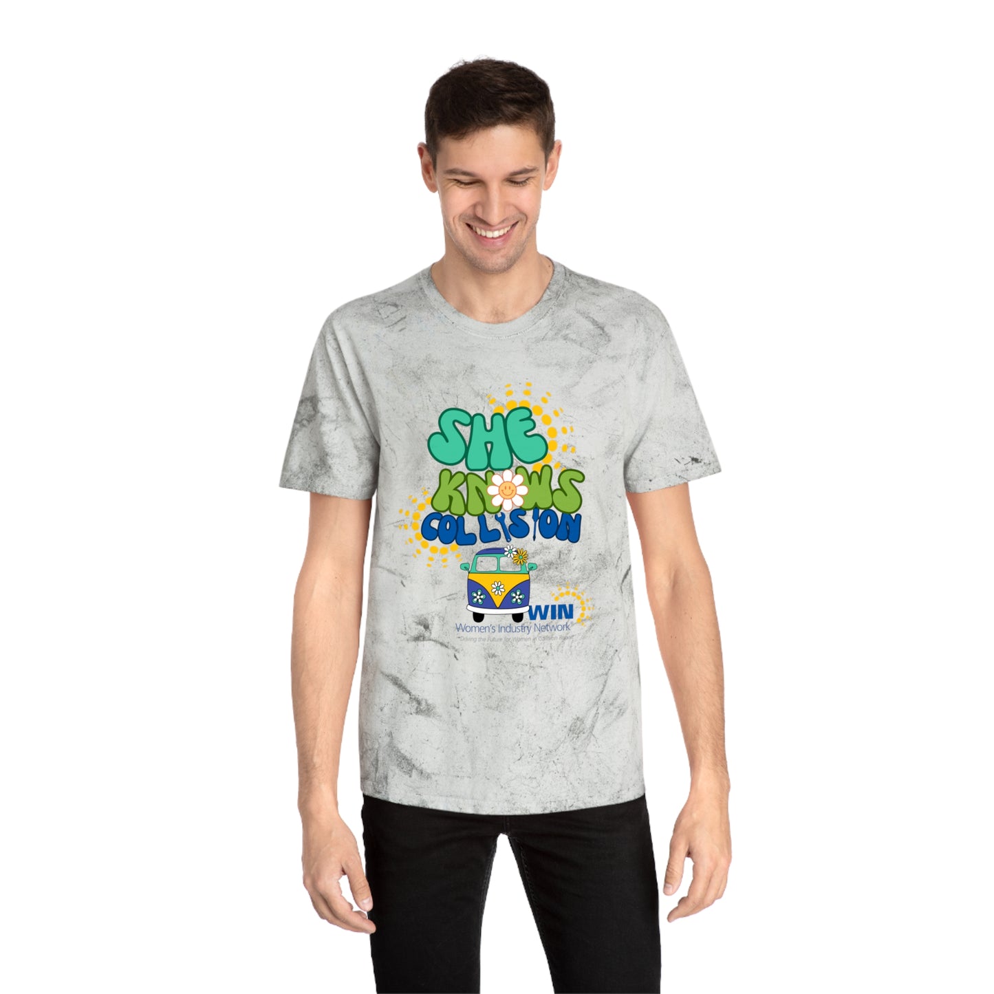 2025 "She Knows Collision" Unisex Color Blast T-Shirt - Limited Run