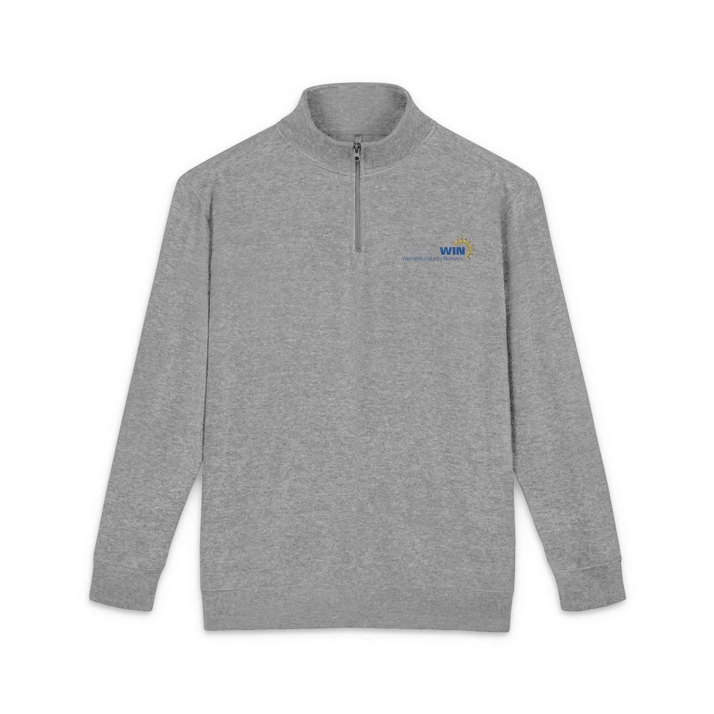 Embroidered Grey Quarter-Zip Fleece Pullover