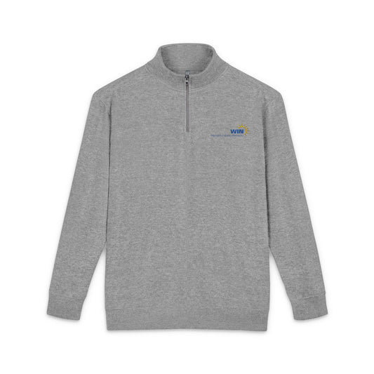 Embroidered Grey Quarter-Zip Fleece Pullover