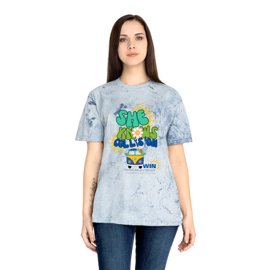 2025 "She Knows Collision" Unisex Color Blast T-Shirt - Limited Run